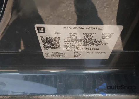 2019 Chevrolet Silverado 2500Hd Ltz from USA, damaged, VIN 1GC1KTEY4KF100388